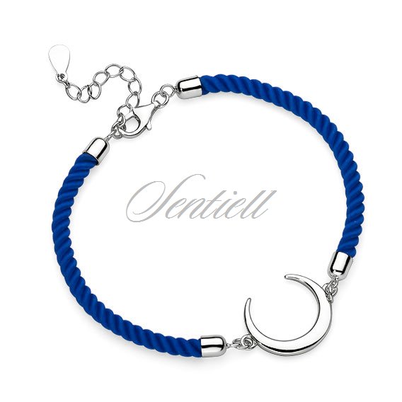 Silver (925) bracelet with blue cord - crescent