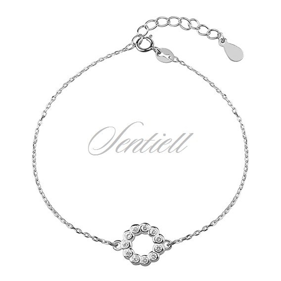 Silver (925) bracelet with round pendant and zirconia