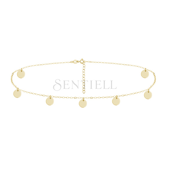 Silver (925) choker necklace with round pendants - gold-plated