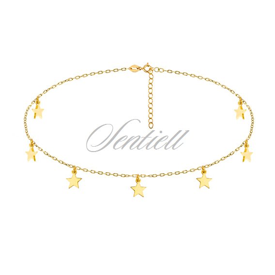 Silver (925) choker necklace with star pendants, gold-plated 