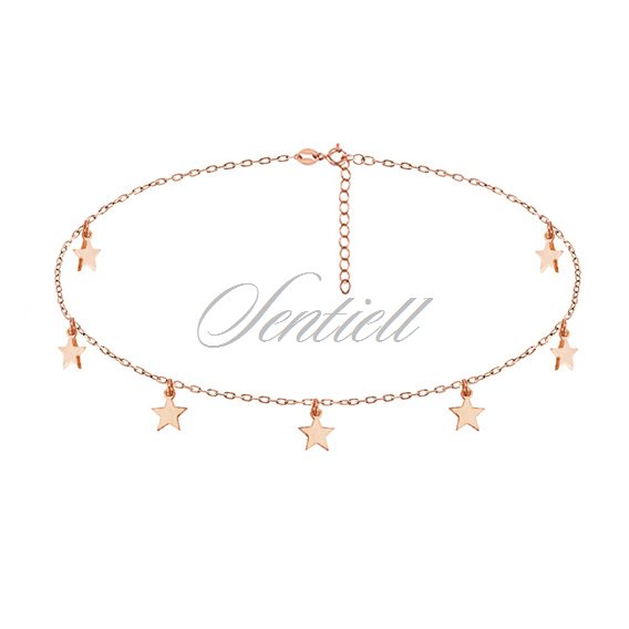Silver (925) choker necklace with star pendants, rose gold-plated 