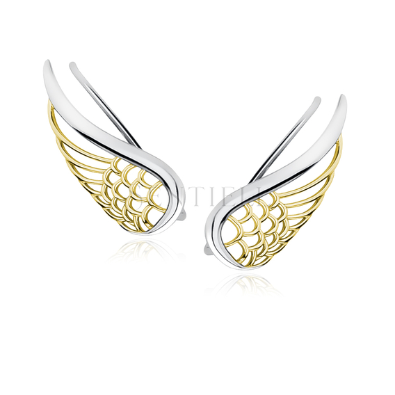 Silver (925) cuff earrings - gold-plated wings