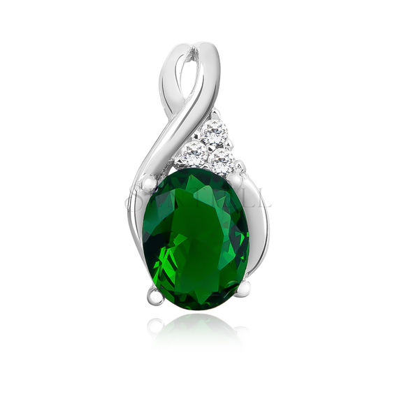 Silver (925) delicate pendant with emerald zirconia