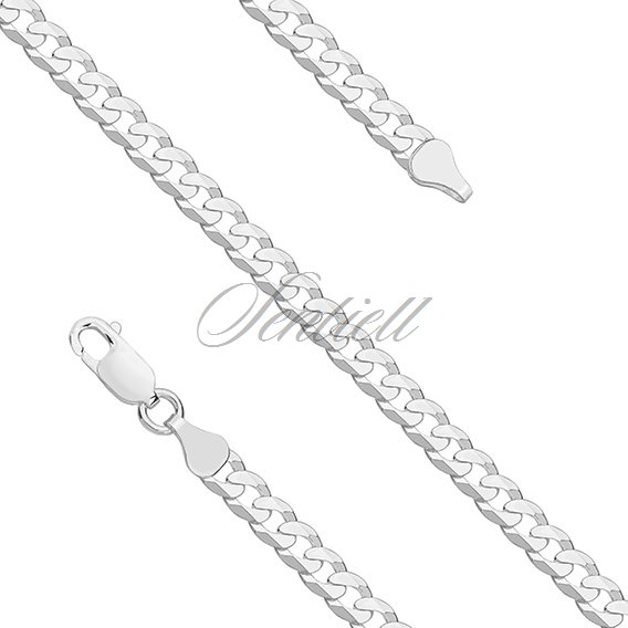 Silver (925) diamond-cut chain - curb extra flat Ø 140 rhodium-plated