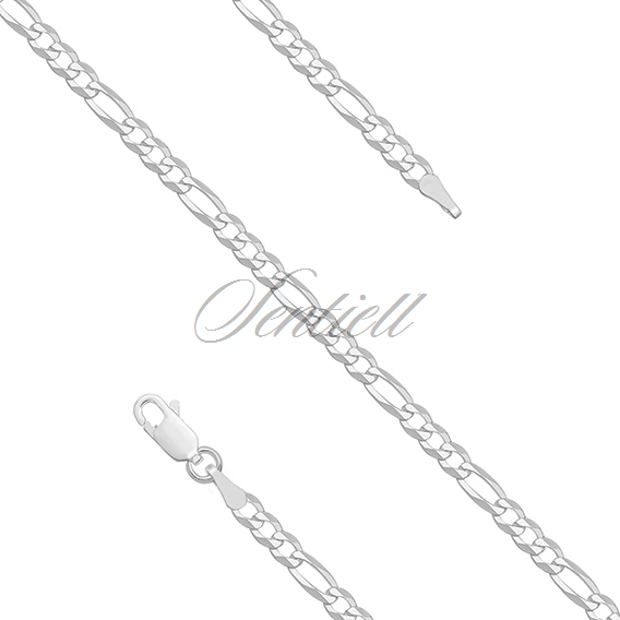 Silver (925) diamond-cut chain - figaro extra flat Ø 080 rhodium-plated