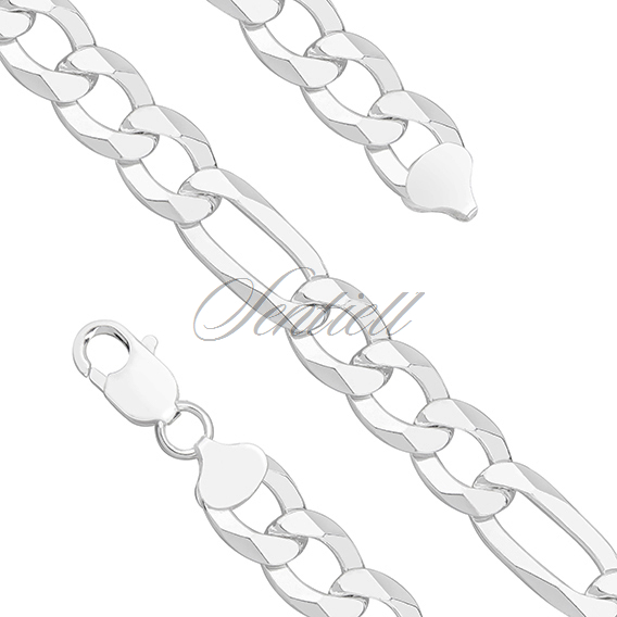 Silver (925) diamond-cut chain - figaro extra flat Ø 250