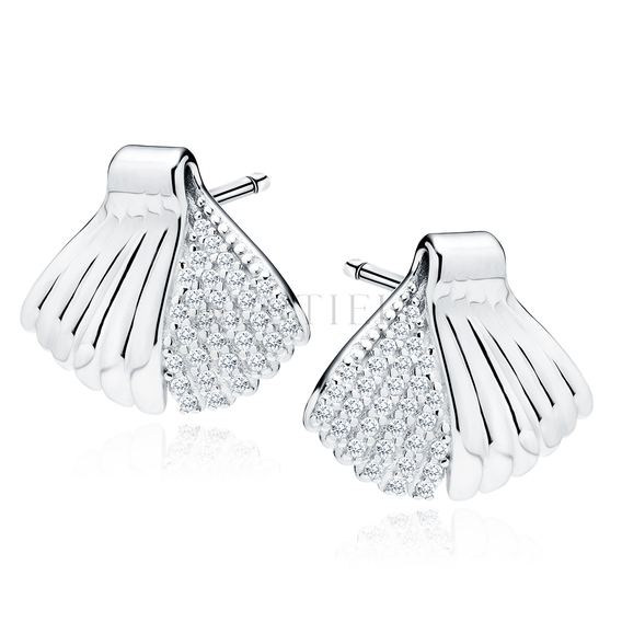 Silver (925) earrings - Mermaid's tail with white zirconias