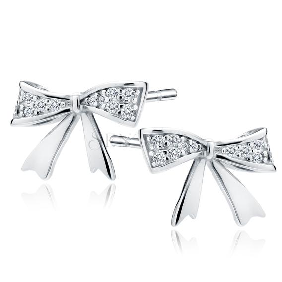 Silver (925) earrings bows with zirconias