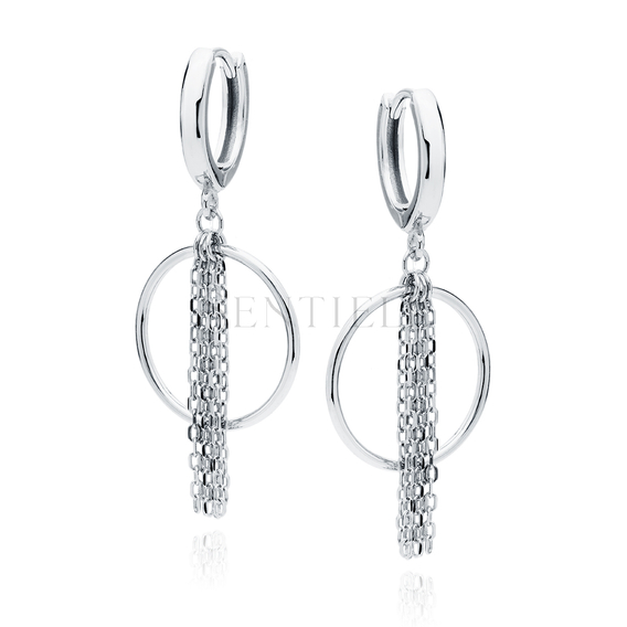 Silver (925) earrings - circles with chains