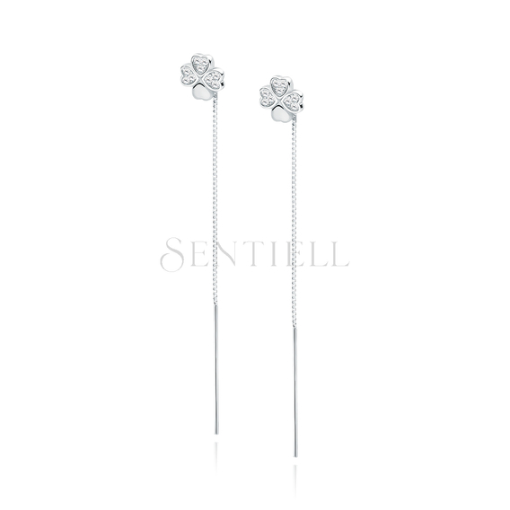 Silver (925) earrings - clover with white zirconias