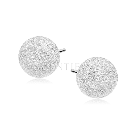 Silver (925) earrings diamond-cut balls 7mm