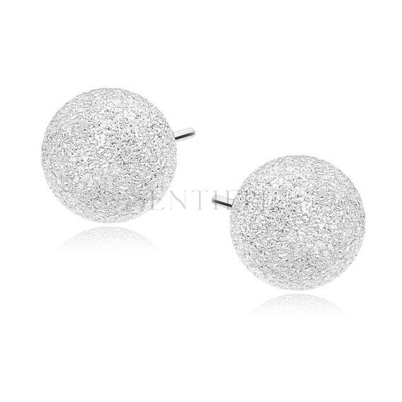 Silver (925) earrings diamond-cut balls 8mm