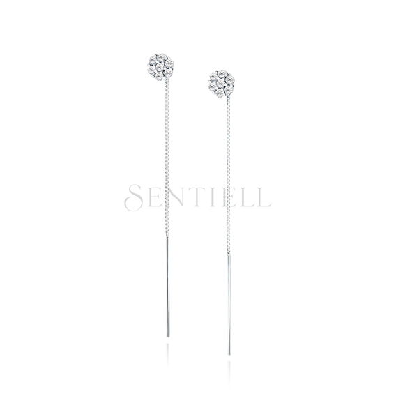 Silver (925) earrings - flower with white zirocnias