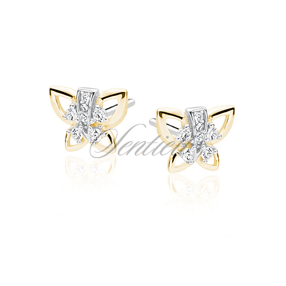 Silver (925) earrings - gold-plated butterfly
