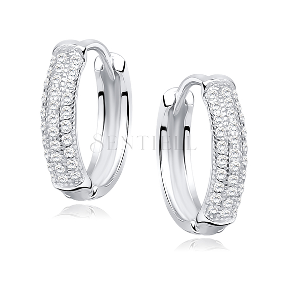 Silver (925) earrings hoop with zirconia