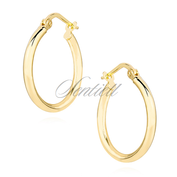 Silver (925) earrings hoops - highly polished, gold-plated