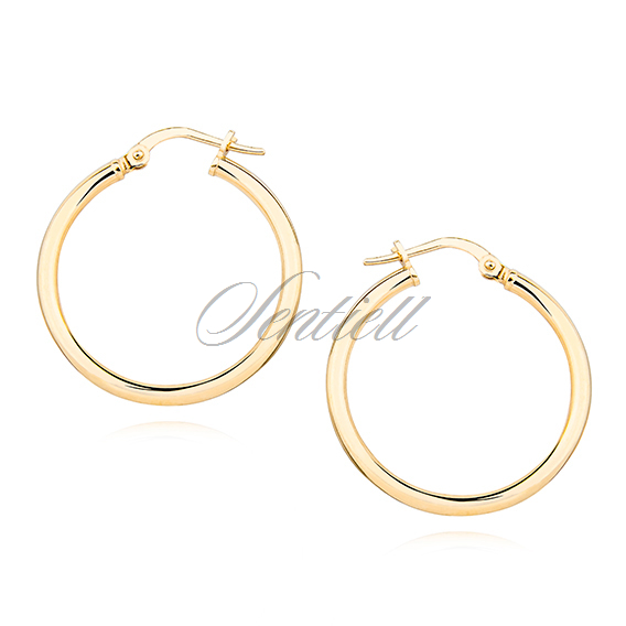 Silver (925) earrings hoops - highly polished, gold-plated