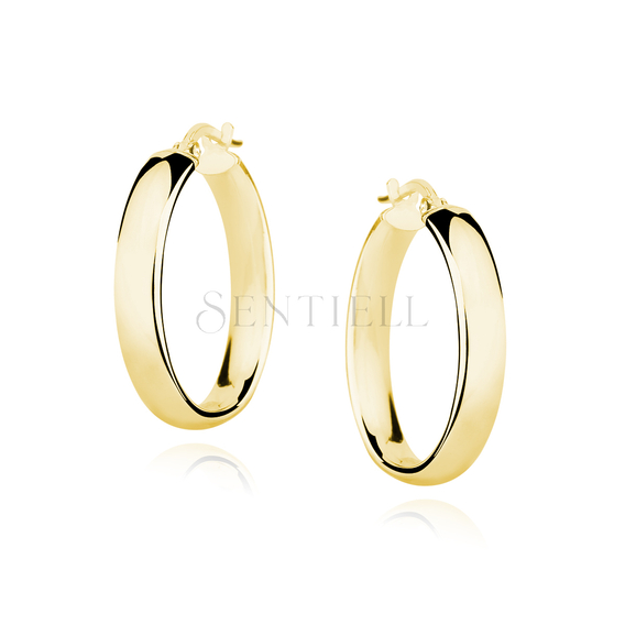 Silver (925) earrings hoops - highly polished, gold-plated