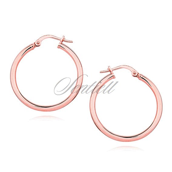 Silver (925) earrings hoops - rose gold-plated, highly polished