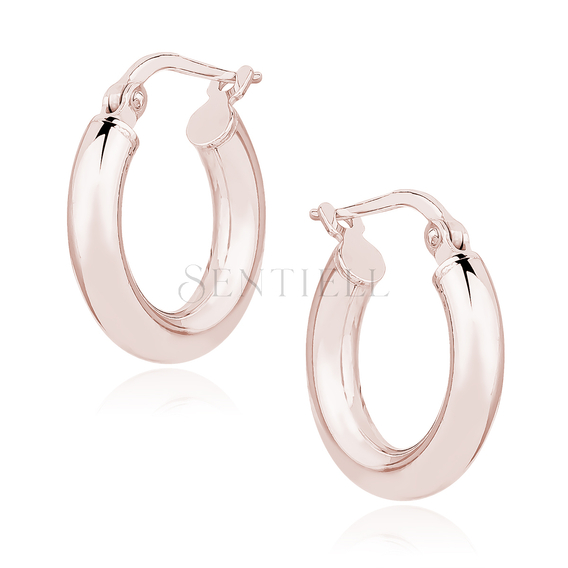 Silver (925) earrings hoops - rose gold-plated, highly polished