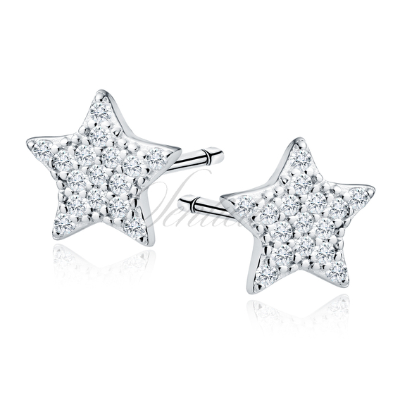 Silver (925) earrings stars with white zirconias