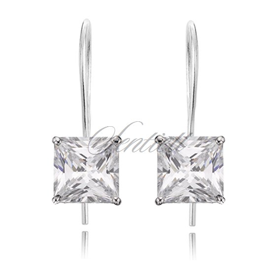 Silver (925) earrings white zirconia 5 x 5mm
