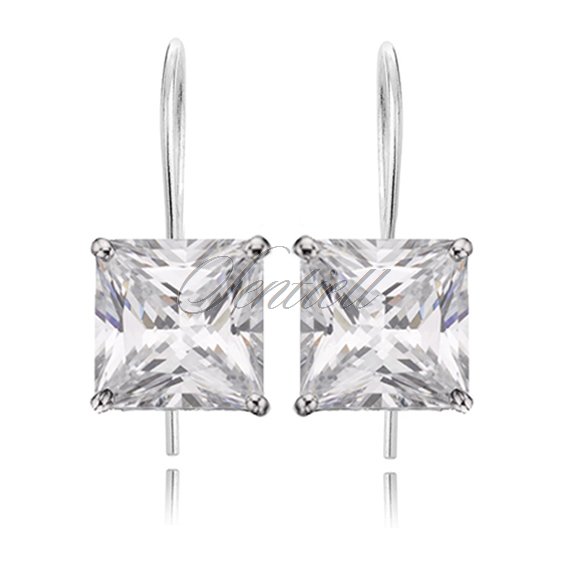 Silver (925) earrings white zirconia 8 x 8mm