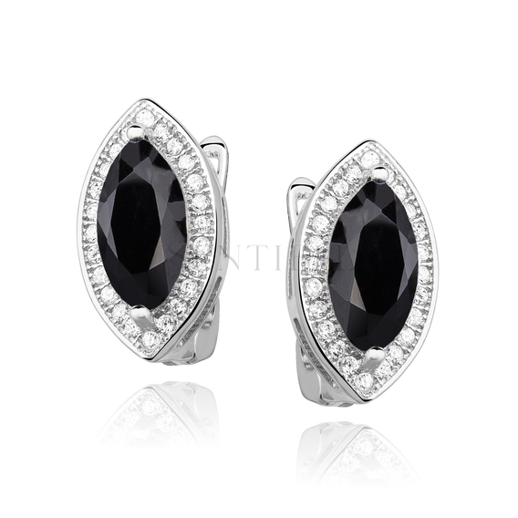 Silver (925) earrings with black zirconia