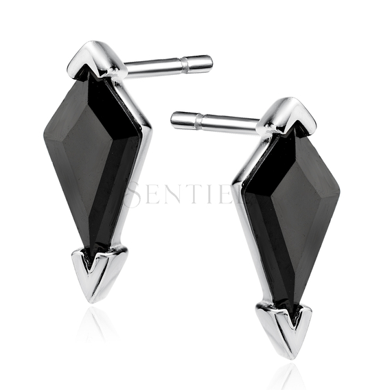 Silver (925) earrings with black zirconias