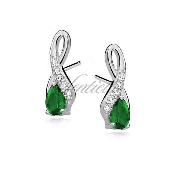 Silver (925) earrings with emerald zirconia