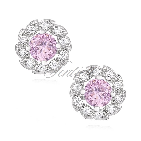 Silver (925) earrings with light pink zirconia