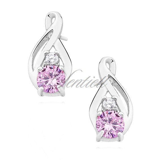 Silver (925) earrings with light pink zirconia