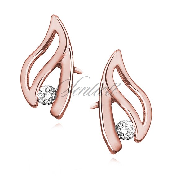 Silver (925) earrings with zirconia, rose gold-plated