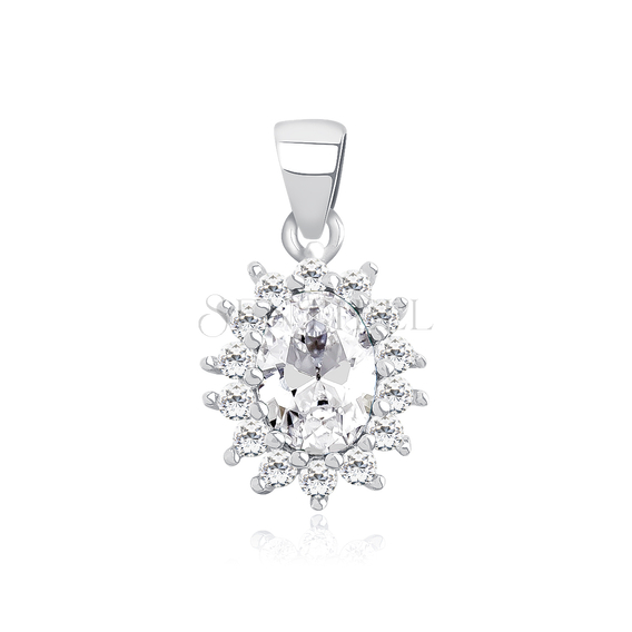 Silver (925) elegant pendant with white zirconias