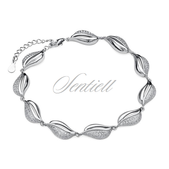 Silver (925) fashionable bracelet with white zirconias