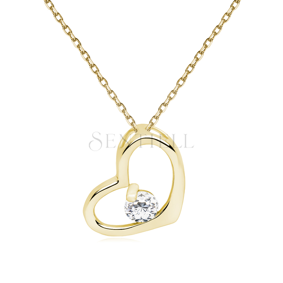 Silver (925) gold-pated heart necklace with white zirconia (Heller Farbton der Vergoldung)