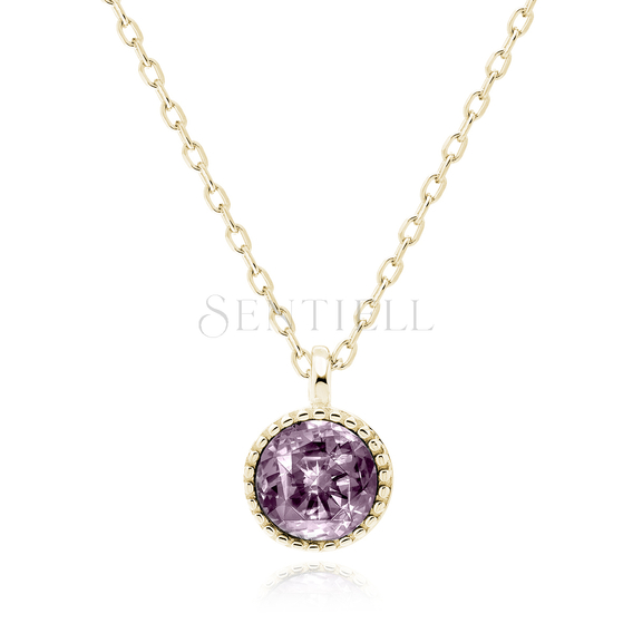 Silver (925) gold-pated necklace with amethyst zirconia