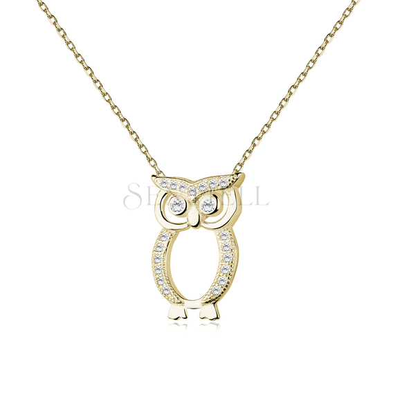 Silver (925) gold-pated owl necklace with white zirconias (Heller Farbton der Vergoldung)