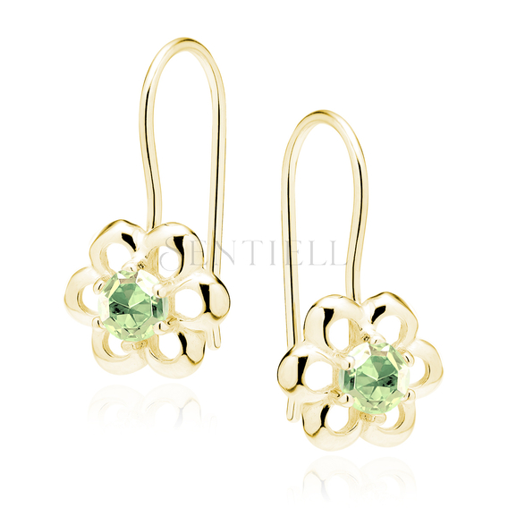 Silver (925) gold-plated Earrings green zirconia