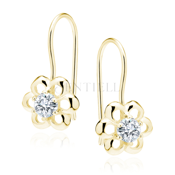 Silver (925) gold-plated Earrings white zirconia