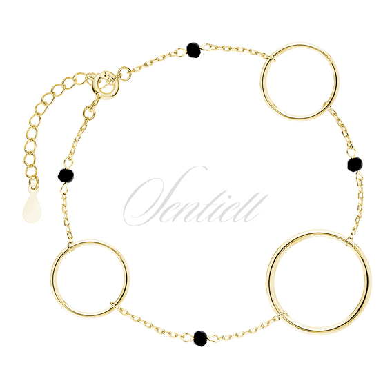 Silver (925) gold-plated bracelet with circles and black spinels