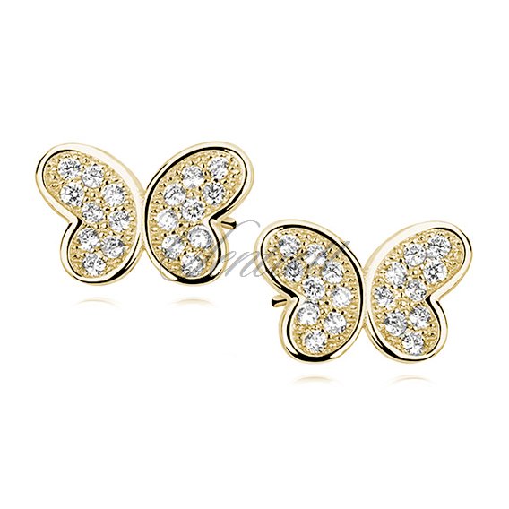 Silver (925) gold-plated butterfly earrings with zirconia