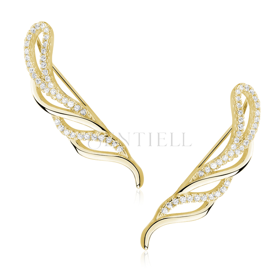 Silver (925) gold-plated cuff earrings with zirconia