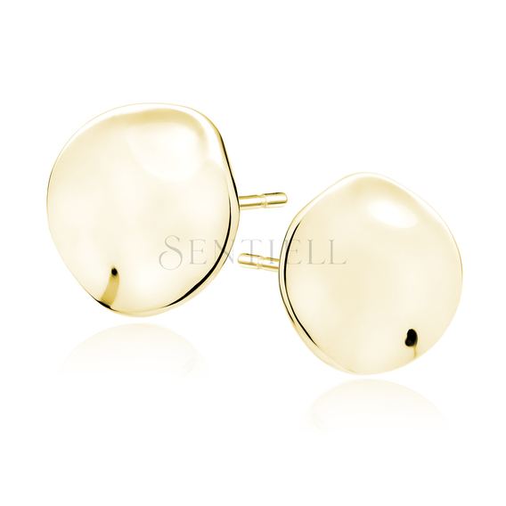 Silver (925) gold-plated earrings - bended round plate