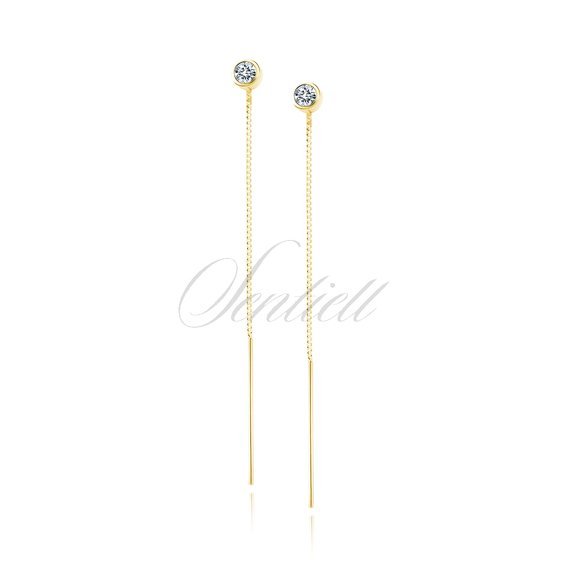 Silver (925) gold-plated earrings - circle with white zirconia