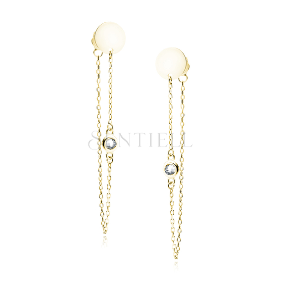 Silver (925) gold-plated earrings circle with white zirconia on chain