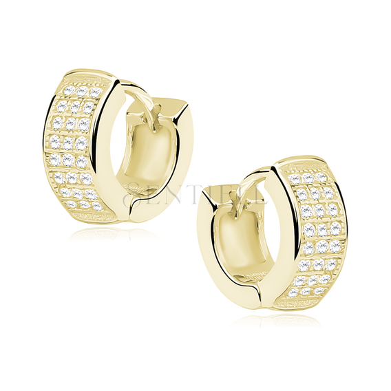 Silver (925) gold-plated earrings hoop with zirconia