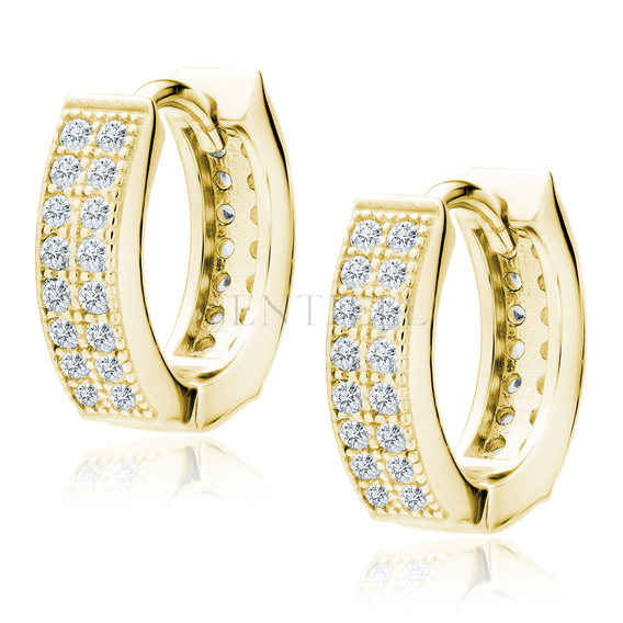 Silver (925) gold-plated earrings hoop with zirconia