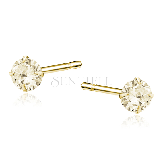 Silver (925) gold-plated earrings round zirconia diameter 4mm