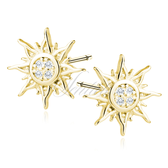 Silver (925) gold-plated earrings suns with white zirconias